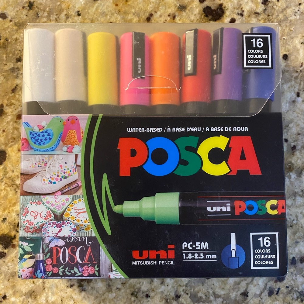 NEW Posca Acrylic Paint Marker Set Water-based 16 Color PC-5M Medium Point - Picture 2 of 5